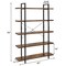 Rustic Brown-Black Iron and Wood Bookcase with Anti-Tip Design